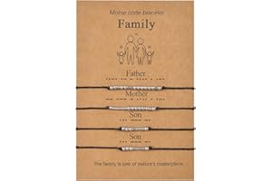 VU100 2/3/4 Codice Morse Bracciale Set Regalo Festa del Papà Regalo Gioielli Fatti A Mano Formato Regolabile Fatto A Mano per Papà Mamma Figlio Figlia Famiglia