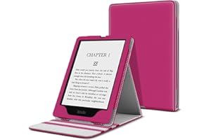 TNP PRODUCTS Etui TNP na Kindle Paperwhite Cover 11th Generation-2021 / Signature Edition 6,8 cala czytnik e-booków ze składanym stojakiem, pionowe etui z klapką z papieru origami, biała okładka, wysokiej jakości skóra PU, różowy
