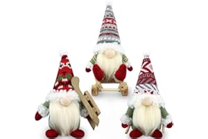 Gehydy Gnomo Navidad Decoración Juego de 3 Trineo Navideñas Christmas Decor para Hogar Casa 18cm - Rojo