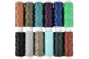DEARBAG Hilo de Cera de Poliéster de 24 Colores de 0,45 mm - 12 Rollos de Hilo de Algodón Encerado - Adecuado para Hilo de Coser de Pulsera de Cuero Trenzado