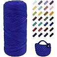 Uiopa T-Shirt Yarn, 200g/196ft Elastic Fabric Cloth Knitting T Shirt Yarn, Royal Blue Thick Crochet Yarn for Crocheting Bags/Baskets/Rugs, Home Decor, DIY Crafts