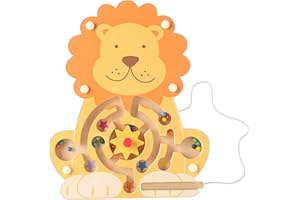 ORANGE TREE Wooden Magnetic Lion Maze Puzzle Game, Educational Learning Toy for Kids, Fine Motor Skills Development