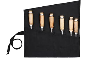 KAALTISY Werkzeugrolltasche mit 6 Einsteckensfächer, gewachstes Segeltuch, Rolltasche für Stechbeitel, Hämmer, Fishing Jigs, Tranchiermesser (schwarz)