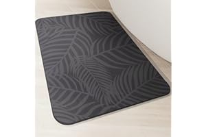 Homlab Non-Slip Bathroom Bath Mat Diatomaceous Earth Bath Mat, Quick Dry, Super Water Absorbent Bathroom Mat, Rubber Backed, Thin Stone Door Mat Washable For Tub, Bathtub (Grey, 40 X 60 cm)