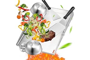 zycBernoi Premium Plancha Grillplatte Set - 40 x 30 cm - Grillplatte für BBQ Gasgrill & Kohlegrill - 4mm Dicke Plancha Gasgrill - Edelstahl mit 2 Burgerglocke & Grillspachtel Set