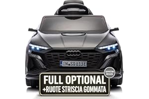 TOYSCAR Auto Macchina Elettrica per Bambini 12V Audi SQ8 e-Tron Sedile Pelle con TAPPETINI Telecomando Cintura di Sicurezza Porte Apribili (Nero)