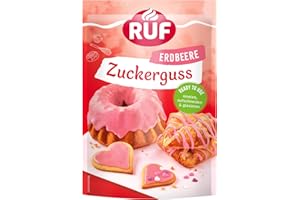 RUF Zuckerguss Erdbeer, sofort anwendbar als Glasur für Kuchen und Gebäck, fruchtig süßer Erdbeer-Genuss, 1 x 150g