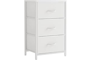 CAIYUN Cassettiera in tessuto, armadietto con 3 cassetti, Cassettiera per Corridoio in Tessuto, con vano contenitore in tessuto per soggiorno, camera da letto, cameretta dei bambini, bianco