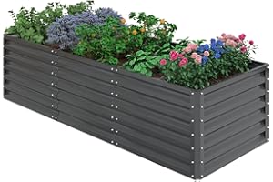 UDPATIO Aiuola rialzata in metallo, 240 x 60 x 90 cm, in alluminio zincato, per giardino e balcone, fioriera da 1296 l, per la coltivazione di verdure, fiori e frutta, grigio-nero
