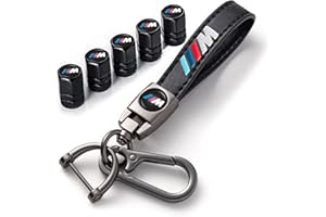 GiantGo Tyre Valve Caps and Metal Keychain Combo Compatiable with BMW M M2 M4 M5 M6 M8 X1 X2 X3 X5 X6 M135i M240i Z4 328i X7, Stem Cover Dust Caps for Car Tyres, Car Accessories