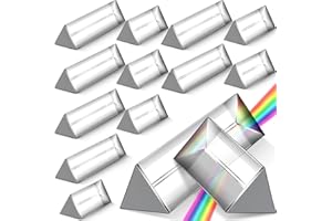 Kanayu 12 Pack Clear Triangular Prism Optical Glass Triangular Prism Triple Prism for Photography Effects Physics Teaching Light Spectrum Optics Prism (2.5 Inch, 4 Inch)