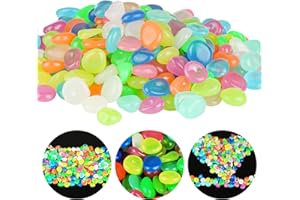RVLZKCPG Leuchtsteine Bunt 300 Stück Muggelsteine Dekosteine Steine Kieselsteine Garten Fluoreszierende Steine Gartendeko Leuchtkiesel Bunt Deko Steine Kleine für Garten Aquarium Kinderzimmer Balkon Deko