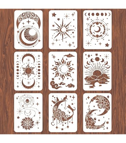 GORGECRAFT 12-teiliges Schablonen-Set Mit Stern, Wolke, Mond – Wiederverwendbare PET-Vorlagen Zum Malen Auf Holz, Wänden, Stoff