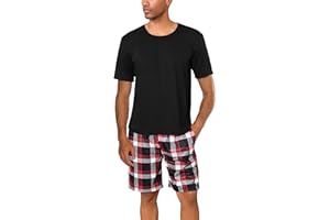 Uniexcosm Pyjama Homme Court Coton Ensemble Pyjama Homme Short Col Rond Manches Courtes Pyjama Haut et Bas Homme Ete avec Poches Latérales
