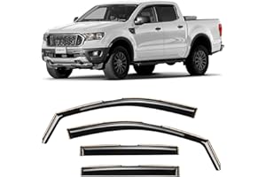 ‎CLIM ART CLIM ART Windabweiser für/kompatible mit Ford Ranger 2011-2022 - Integrierte Regenabweiser - Autofenster Sonnen-&Regenschutz - Windabweiser Autofenster - Einfache Montage - Garantie 4 Set