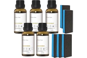 POMUROM Plastic Parts Crystal Coating Car, 5 Pack 30ml Car Plastic Revitalizing Coating Agent, Car Plastic Restorer Interior, Plastic Parts Refurbish Agent for Car, Plastic Refreshing Coating with Sponge