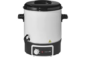 ‎TARRINGTON HOUSE Weihnachtsmarkt Gastro Einkochautomat für Einkochen und Heißgetränke mit Zapfhahn, 25 Liter, 1800 Watt, Emailie, geschlossener Boden, Ablaufhahn, weiß, Designed in Düsseldorf