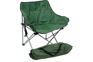 THE SECRET HOME - Silla de Camping Plegable con Bolsa de Transporte - Color Verde - Asiento Portátil y Ultraligero para Exteriores - Ideal para Acampada, Camping, Pesca (Modelo 1)
