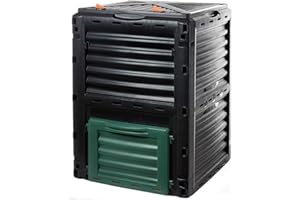 Composteur 2friends, composteur Rapide en Plastique Robuste, avec Couvercle à charnière, 300 litres (H 83 x L 61 x P 61 cm), thermocomposteur pour composter Les déchets de Jardin et de Cuisine, Art 1