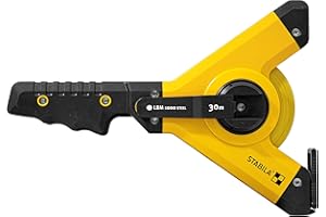 STABILA Taśma miernicza LBM 1000 STEEL, 30 m, stalowa taśma pomiarowa ze skalą metryczną i nylonową osłoną maskującą, hak uniwersalny, odporna na pękanie rama, dokładność MID