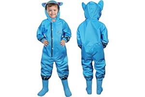 HAGOT Impermeabile da Pioggia Bambini con Cappuccio, Tuta Impermeabile Tutto in Uno, Tuta Antipioggia Leggera e Impermeabili, tuta impermeabile bambino Riutilizzabile per Bambini 5-10 Anni