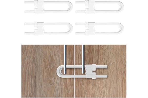 Vicloon Securite Placard Enfant,4 Pack Bloc Placard Bebe -Sécurité Enfants en U Sécurité de Porte Enfant Conviennent à la Plupart des Armoires,Placards,Tiroirs et Portes de Réfrigérateur