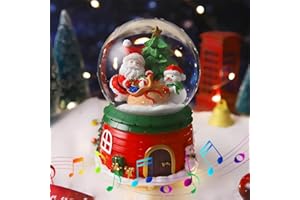 BERELIN Schneekugel Laterne Musical, Weihnachtslaterne Led mit Schneegestöber, Glitter Schneeflocken Beleuchtet Santa Claus dekorative Laterne als Weihnachtsdeko Tischdeko, Erwachsene Kinder Geschenk (Mittel)