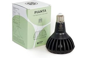 Grow Gang Pianta 18W Vollspektrum LED Pflanzenlampe für Zimmerpflanzen – Wachstumslampe für Sukkulenten, Kräuter & Kakteen, Keimung von Sämlingen, E27, PPF μmol/s 33,1 (Schwarz, E27)