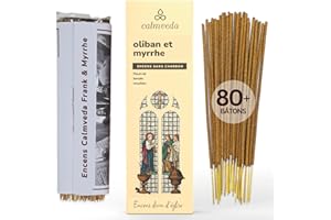 CALMVEDA Baton encen Oliban myrrhe - (80) Naturel sans Charbon, Fabriqués À Partir De Fleurs Recyclées | Frankincense encens Pontifical Myrrhe pour la messe de la cathédrale
