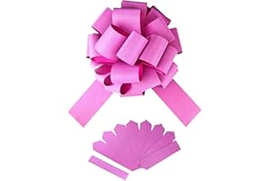 Chexin Lazo rosa brillante grande para coche, cumpleaños, regalo de cumpleaños, bicicleta, boda, día de San Valentín, día de la madre, Navidad, casas nuevas, lazo gigante de 50 cm de diámetro y cintas