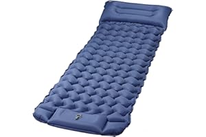 Quirlig Colchoneta Autoinflable, Colchoneta Camping Ultraligera, Colchoneta Hinchable Camping con Bomba de Pie integrada, Esterilla Hinchable Montaña 68 x 198 cm, Azul