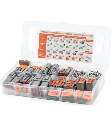 Set Di 8 Connettori Elettrici DT A 2 Poli Impermeabili Per Auto, Camper E Barche – 22-18 AWG, 10A