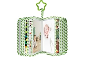 CAFFNEY Baby Photo Album Soft Book with Hook Mirror,Baby's First Photo Holds 17 4X6in Photos,Cute Panda Pattern Photos,My First Family Album for Newborn Toddler & Kids Present,Baby Memory Books