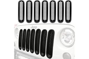 BESIDE_AUTO Lot de 7 inserts de grille avant à clipser pour Wrangler JK 07-15 Noir mat