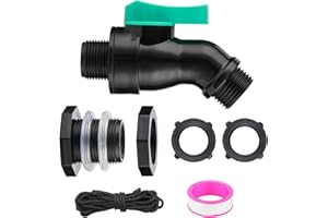 VYH 3/4" NPT to 3/4" GHT Water Butt Faucet Set, High Flow Water Tank Faucet and PVC Bulkhead Fitting, Suitable for Rainwater Collection Barrels, Water Tanks and Downpipe Collectors.
