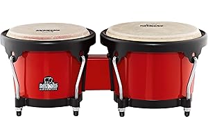 Nino Percussion Molded Bongo Plus - Musikinstrument für Kinder ab 5 Jahren - 2 Handtrommeln - ABS Kunststoff, Rot (NINO17R-BK)