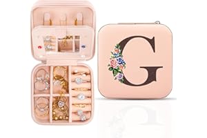 MESCHETT Portagioie da viaggio con specchio, organizer per anelli, collane e orecchini, portagioie personalizzato, regali per donne e ragazze,G