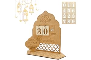 ARTGUTS Ramadan Kalender Aus Holz,DIY Ramadan Dekoration 30 Tage Countdown, Ramadankalender Kinder, Eid Mubarak Deko, Ramadan Dekoration für Zuhause, Islamische Geschenke, Wohnzimmer Gebet Ornament