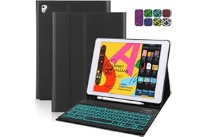 LACHESIS iPad Keyboard Case 9.7, Detachable Backlight keyboard with case for ipad 6th Gen 2018 - iPad 9.7 Inch 2017 (5th Gen) - iPad Air 2 / 1, Soft Case for iPad Pro 9.7 with Auto Wake/Sleep and Pencil Slot