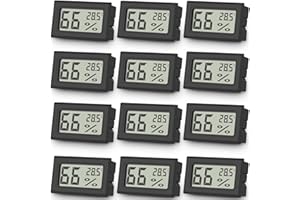 12er Set Vaikby Digital Indoor Thermometer Hygrometer, LCD Room Hygrometer Innen, Temperature Humidity Meter Luftfeuchtigkeitsmesser for Home Office Greenhouse