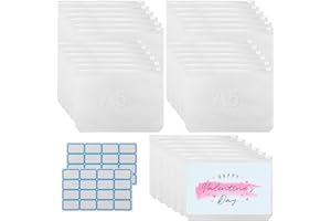 PINGEUI NGOSUET 30 sztuk toreb na dokumenty A5, do zszywania, 6 otworów, segregator A5, przezroczyste etui, wodoszczelna teczka z zamkiem błyskawicznym, segregatory na dokumenty