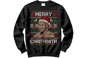 HotScamp Black Christmas Jumper Day for Men and Women – Merry Chrithmith Slogan Sweatshirt - Xmas Sweater Funny Boxing Boxer Tyson Vintage Retro Sweater Christmas Jumper Days