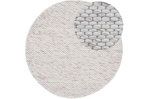 ‎CARPETFINE carpetfine Wollteppich Sina weicher handweb Teppich Natur Rund Beige meliert Ø 200 cm | Zeitloser Wollteppich für Wohnzimmer, Schlafzimmer & Kinderzimmer