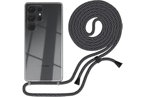 EAZY CASE Handykette kompatibel mit Samsung Galaxy S25 Ultra Handyhülle Umhängeband, Handykordel Schutzhülle, Silikonhülle, Hülle, Kette mit Hülle für Smartphone, Schwarz/Anthrazit - Clips Schwarz