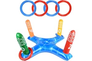 ONRAGT Jeux Piscine Gonflable, Jouet Piscine Set, Flotter Jeu de Lancement d’Anneau, Journée D'été Extérieur Jeu de Piscine/Plage/Prairies Fête pour Enfants, Adultes, Familles