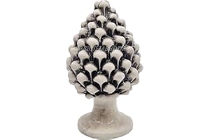 sicilia bedda - Pigna in Ceramica Siciliana - Prodotto Realizzato Interamente a Mano - Pigna Decorativa (Bianco Fumè, 18_x_11Cm)