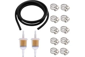 HSEAMALL Kit de filtre à carburant de moto, filtre à essence 2 pièces 6mm + ligne de tuyau de tuyau d'essence 2 m + 10 pièces Clips pour moto Scooter vélo