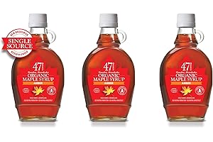 47 North Sirop d'érable biologique canadien, Single Source, Grade A, (Amber Rich, 3x250g)
