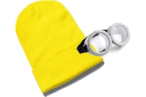 MFAZ Morefaz Ltd Minion-Brille Kostüm Despicable Me Brille - Erwachsene, gelbe Mütze, Beanie