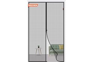 MAGZO Fly Screens for Doors 90 X 210 CM, Sturdy Fly Nets Magnetic Sealing Tear-Proof Easy Access to Room, Grey